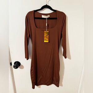 Others Follow Chocolate Long Sleeve Dress